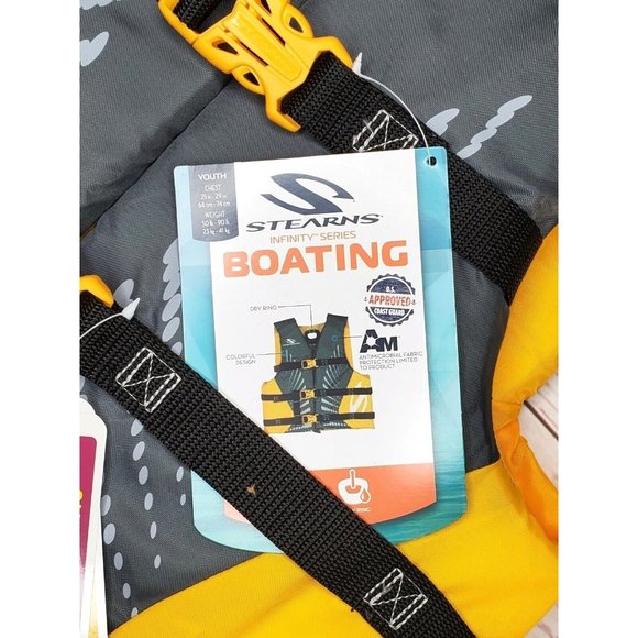 Stearns Infinity Series Coastguard Approved Antimicrobial Youth 50-90Lb Lifevest - Picture 3 of 12